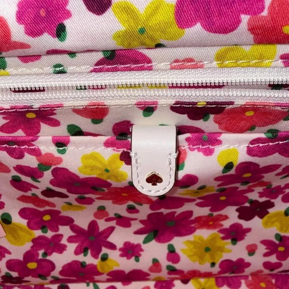 Kate Spade Tan Wicker Tote with White Handles